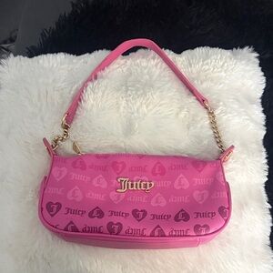 Juicy Couture Hot Pink Logo Shoulder Bag with Gold Hardware